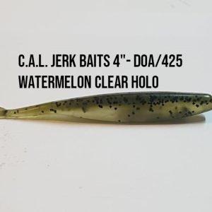 C.A.L. Jerk Baits 4″- DOA/425 Watermelon Clear Holo