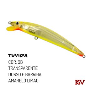 Isca Artificial de Meia Água Tuvira da KV – Cor 9B Transparente Dorso e Barriga Limão