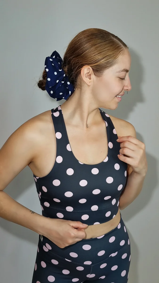 Top Nadador Preto Bolinhas Rosas