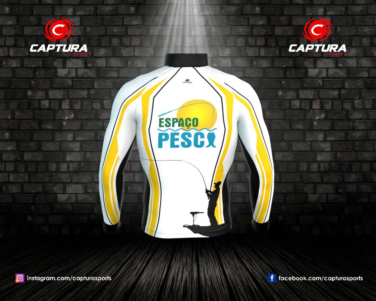 Camiseta Espaço Pesca – Modelo 2 (Branca, Amarela e Preta) – Masculina – Tamanho M – Sem nome nas Costas - Image 4