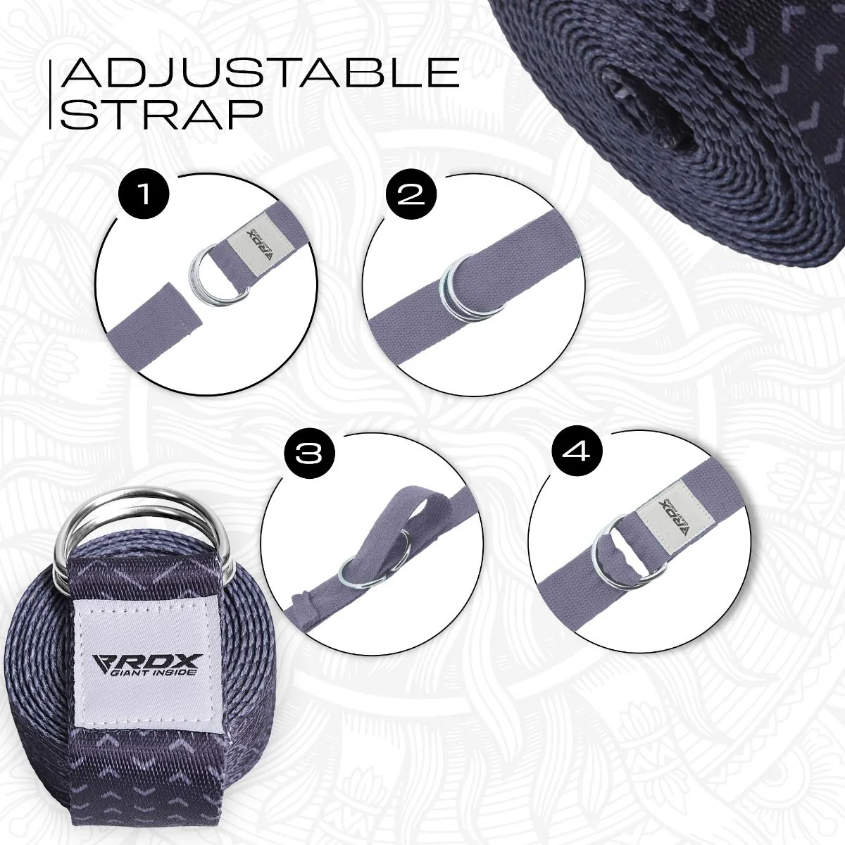 RDX F15 Correia De Yoga De Algodão Não Deslizante Com Fivela De Aço À Prova De Ferrugem D-Ring - Image 8