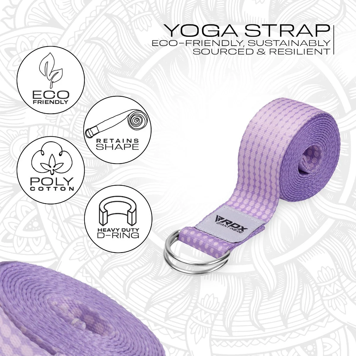 RDX F21 Correia De Yoga De Algodão Não Deslizante Com Fivela De Aço À Prova De Ferrugem D-Ring - Image 3