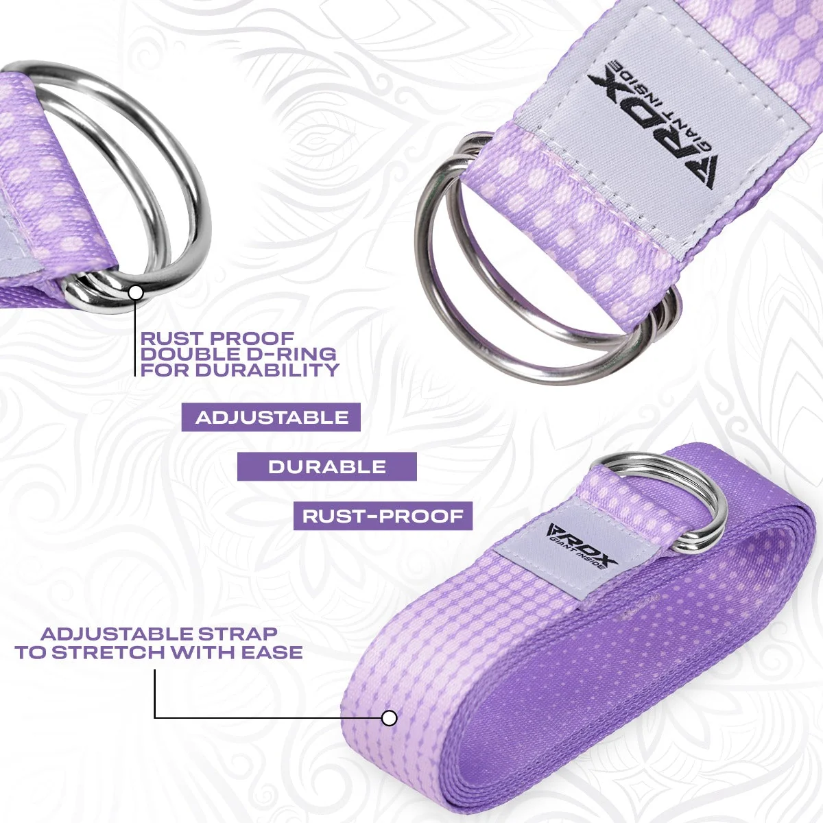 RDX F21 Correia De Yoga De Algodão Não Deslizante Com Fivela De Aço À Prova De Ferrugem D-Ring - Image 5