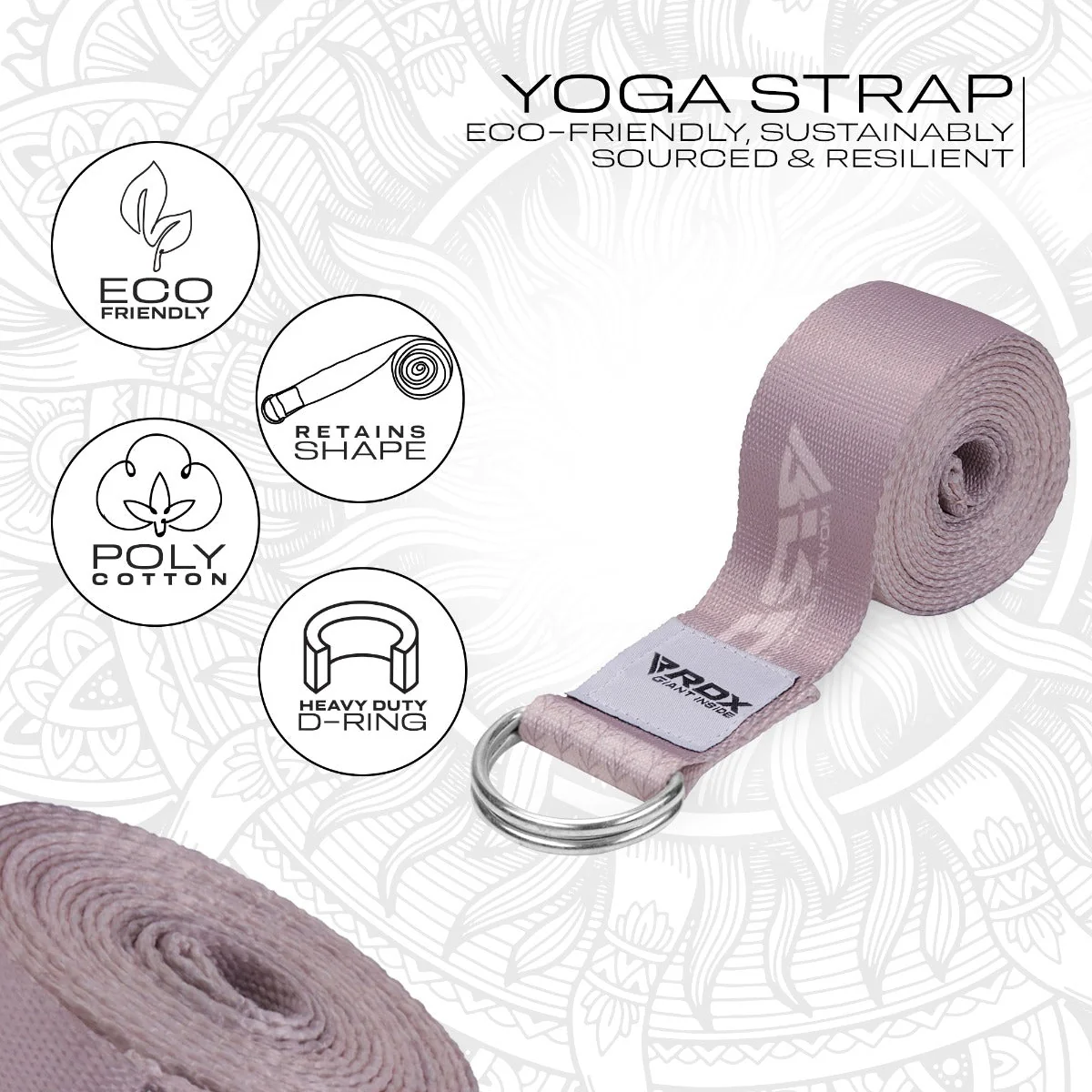 RDX F22 Correia De Yoga De Algodão Não Deslizante Com Fivela De Aço À Prova De Ferrugem D-Ring - Image 3