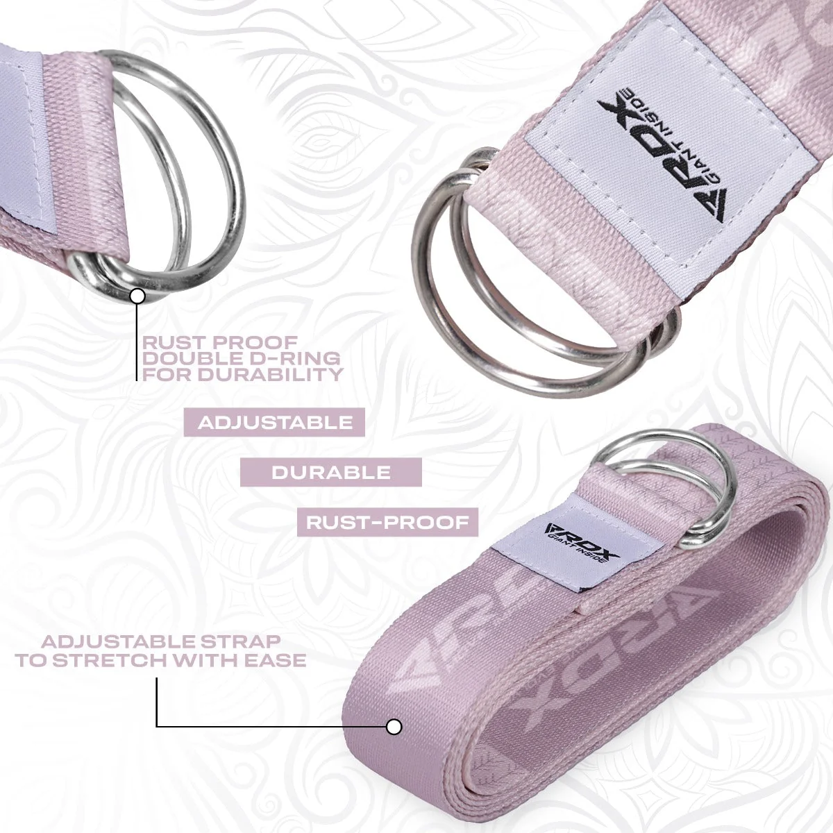RDX F22 Correia De Yoga De Algodão Não Deslizante Com Fivela De Aço À Prova De Ferrugem D-Ring - Image 5