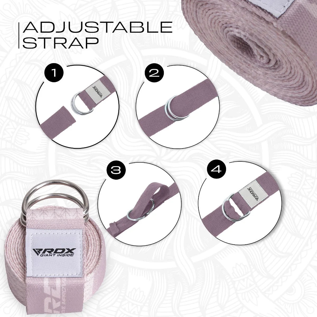 RDX F22 Correia De Yoga De Algodão Não Deslizante Com Fivela De Aço À Prova De Ferrugem D-Ring - Image 7