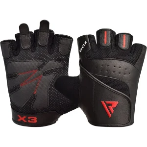 RDX S2 Preto Couro Luvas de Musculação
